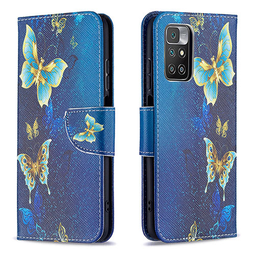 Leather Case Stands Fashionable Pattern Flip Cover Holder B03F for Xiaomi Redmi 10 (2022) Sky Blue