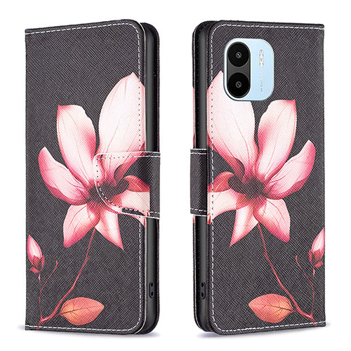 Leather Case Stands Fashionable Pattern Flip Cover Holder B03F for Xiaomi Redmi A2 Plus Red