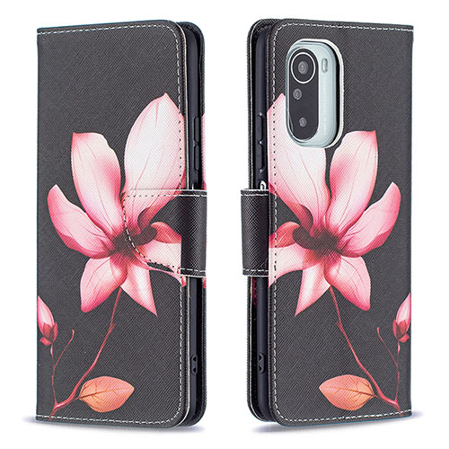 Leather Case Stands Fashionable Pattern Flip Cover Holder B03F for Xiaomi Redmi K40 Pro+ Plus 5G Red