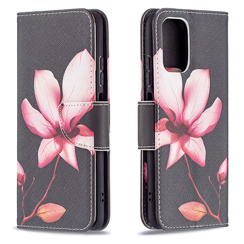 Leather Case Stands Fashionable Pattern Flip Cover Holder B03F for Xiaomi Redmi Note 10 4G Red