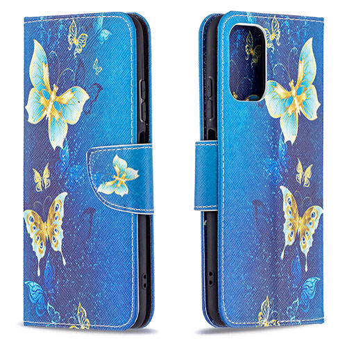 Leather Case Stands Fashionable Pattern Flip Cover Holder B03F for Xiaomi Redmi Note 10 4G Sky Blue