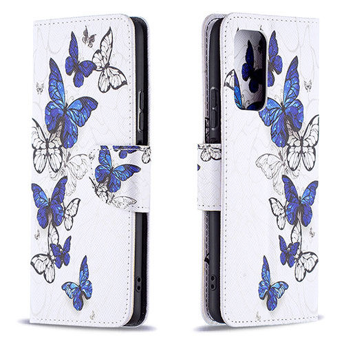 Leather Case Stands Fashionable Pattern Flip Cover Holder B03F for Xiaomi Redmi Note 10 Pro 4G Blue