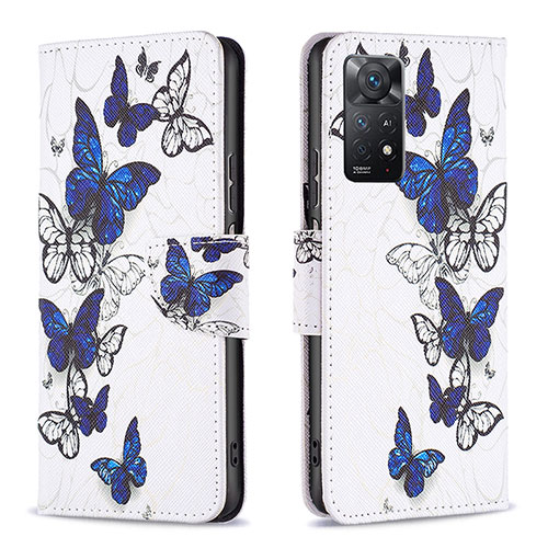 Leather Case Stands Fashionable Pattern Flip Cover Holder B03F for Xiaomi Redmi Note 11 Pro 4G Blue