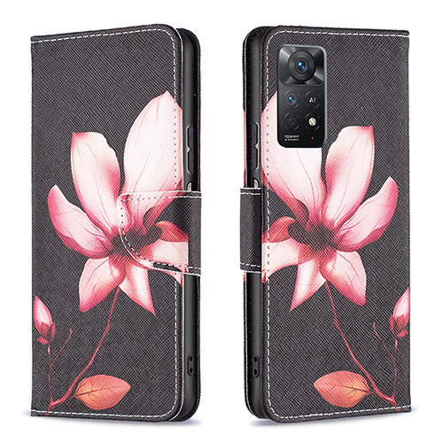 Leather Case Stands Fashionable Pattern Flip Cover Holder B03F for Xiaomi Redmi Note 11 Pro 4G Red