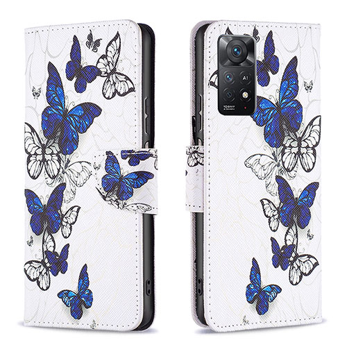 Leather Case Stands Fashionable Pattern Flip Cover Holder B03F for Xiaomi Redmi Note 11 Pro 5G Blue