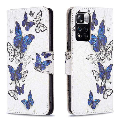 Leather Case Stands Fashionable Pattern Flip Cover Holder B03F for Xiaomi Redmi Note 11 Pro+ Plus 5G Blue