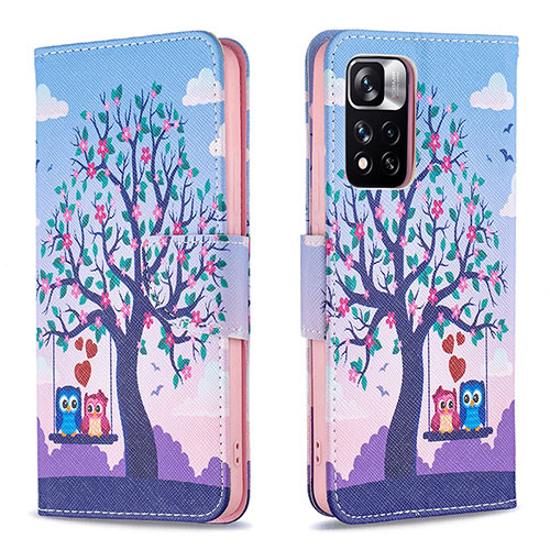 Leather Case Stands Fashionable Pattern Flip Cover Holder B03F for Xiaomi Redmi Note 11 Pro+ Plus 5G Clove Purple