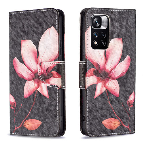 Leather Case Stands Fashionable Pattern Flip Cover Holder B03F for Xiaomi Redmi Note 11 Pro+ Plus 5G Red