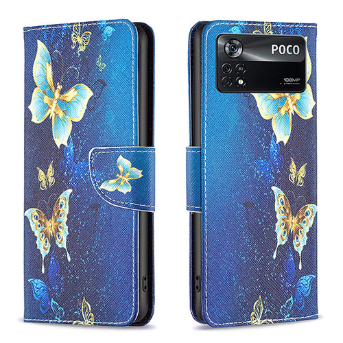 Leather Case Stands Fashionable Pattern Flip Cover Holder B03F for Xiaomi Redmi Note 11E Pro 5G Sky Blue