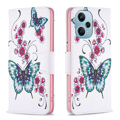 Leather Case Stands Fashionable Pattern Flip Cover Holder B03F for Xiaomi Redmi Note 12 Turbo 5G Colorful