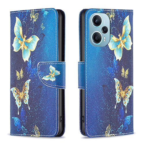 Leather Case Stands Fashionable Pattern Flip Cover Holder B03F for Xiaomi Redmi Note 12 Turbo 5G Sky Blue