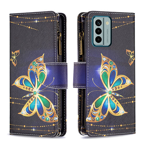 Leather Case Stands Fashionable Pattern Flip Cover Holder B04F for Nokia G22 Black