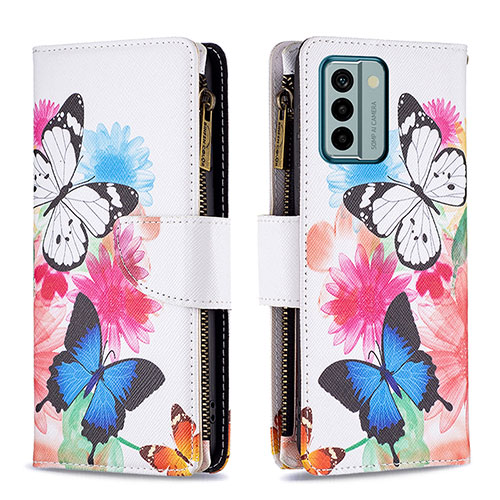 Leather Case Stands Fashionable Pattern Flip Cover Holder B04F for Nokia G22 Colorful