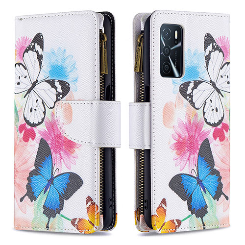 Leather Case Stands Fashionable Pattern Flip Cover Holder B04F for Oppo A16s Colorful