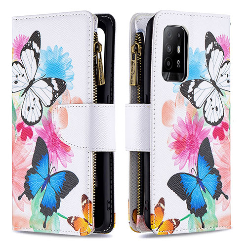 Leather Case Stands Fashionable Pattern Flip Cover Holder B04F for Oppo A94 5G Colorful