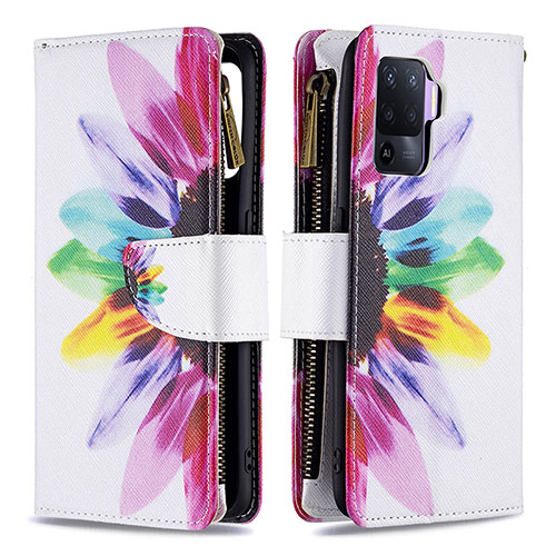 Leather Case Stands Fashionable Pattern Flip Cover Holder B04F for Oppo F19 Pro Mixed