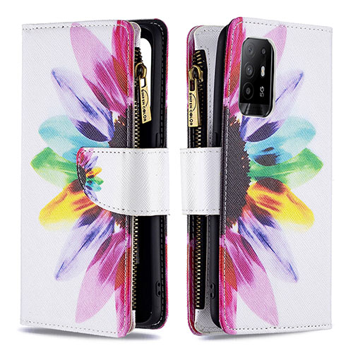 Leather Case Stands Fashionable Pattern Flip Cover Holder B04F for Oppo F19 Pro+ Plus 5G Mixed