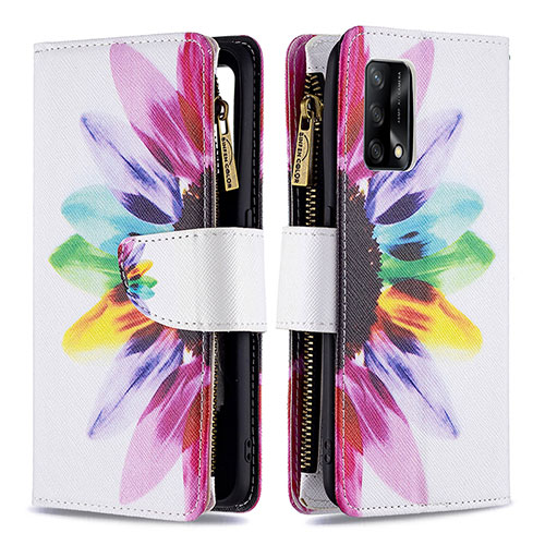 Leather Case Stands Fashionable Pattern Flip Cover Holder B04F for Oppo Reno6 Lite Mixed