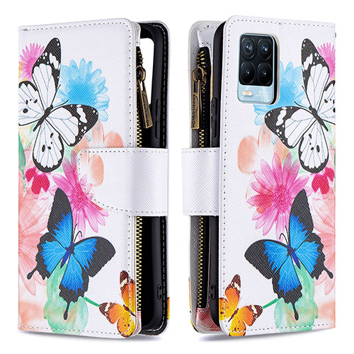 Leather Case Stands Fashionable Pattern Flip Cover Holder B04F for Realme 8 4G Colorful