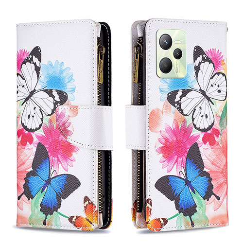 Leather Case Stands Fashionable Pattern Flip Cover Holder B04F for Realme C35 Colorful