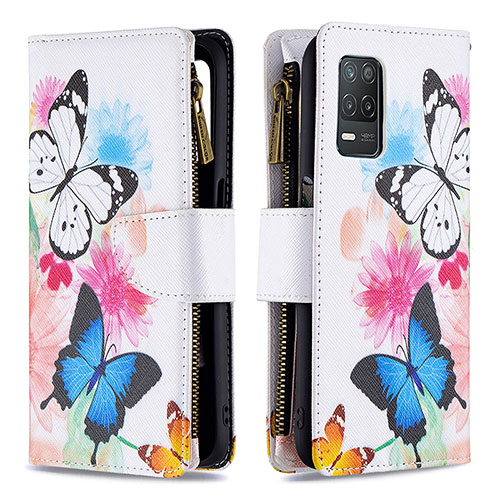 Leather Case Stands Fashionable Pattern Flip Cover Holder B04F for Realme Q3i 5G Colorful