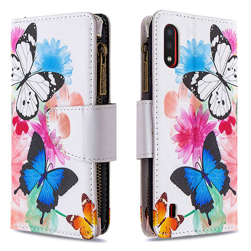 Leather Case Stands Fashionable Pattern Flip Cover Holder B04F for Samsung Galaxy A01 SM-A015 Colorful