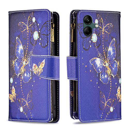 Leather Case Stands Fashionable Pattern Flip Cover Holder B04F for Samsung Galaxy A04E Navy Blue