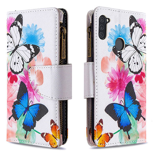 Leather Case Stands Fashionable Pattern Flip Cover Holder B04F for Samsung Galaxy A11 Colorful