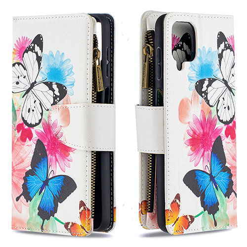 Leather Case Stands Fashionable Pattern Flip Cover Holder B04F for Samsung Galaxy A12 5G Colorful
