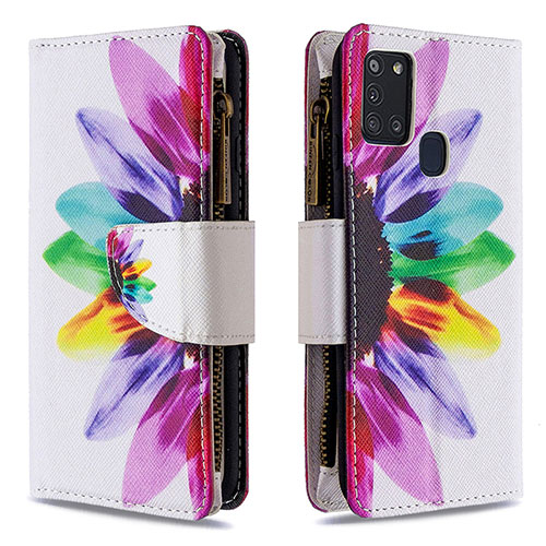 Leather Case Stands Fashionable Pattern Flip Cover Holder B04F for Samsung Galaxy A21s Mixed