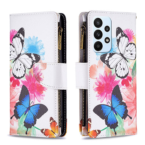 Leather Case Stands Fashionable Pattern Flip Cover Holder B04F for Samsung Galaxy A23 4G Colorful