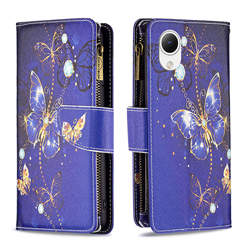 Leather Case Stands Fashionable Pattern Flip Cover Holder B04F for Samsung Galaxy A23s Navy Blue