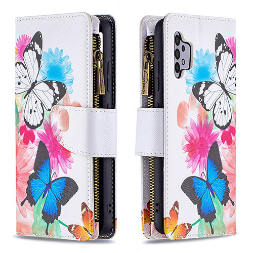 Leather Case Stands Fashionable Pattern Flip Cover Holder B04F for Samsung Galaxy A32 4G Colorful