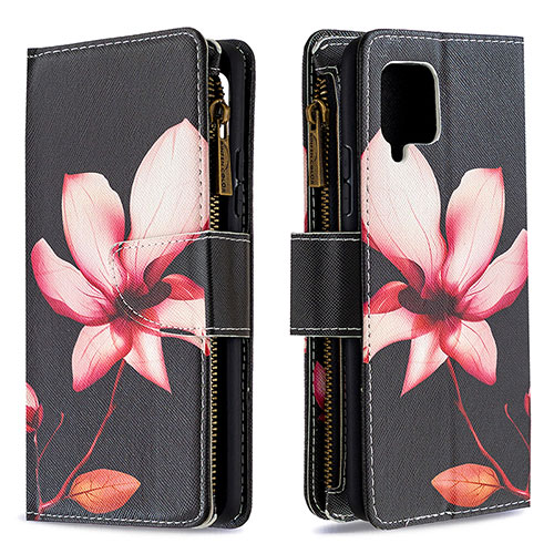 Leather Case Stands Fashionable Pattern Flip Cover Holder B04F for Samsung Galaxy A42 5G Red