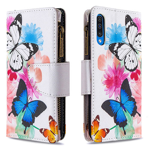 Leather Case Stands Fashionable Pattern Flip Cover Holder B04F for Samsung Galaxy A50 Colorful