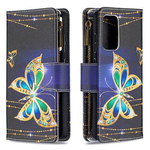 Leather Case Stands Fashionable Pattern Flip Cover Holder B04F for Samsung Galaxy A52 4G Black