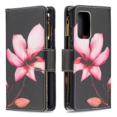 Leather Case Stands Fashionable Pattern Flip Cover Holder B04F for Samsung Galaxy A52s 5G Red