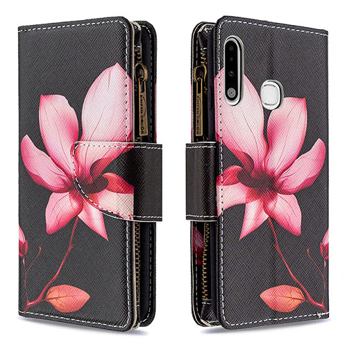 Leather Case Stands Fashionable Pattern Flip Cover Holder B04F for Samsung Galaxy A70E Red