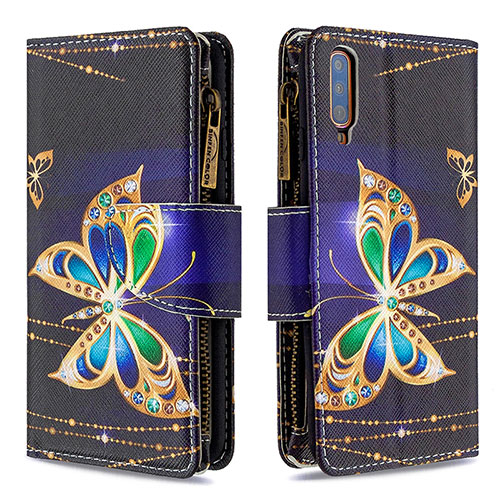 Leather Case Stands Fashionable Pattern Flip Cover Holder B04F for Samsung Galaxy A70S Black
