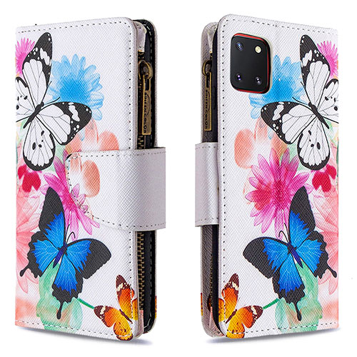 Leather Case Stands Fashionable Pattern Flip Cover Holder B04F for Samsung Galaxy A81 Colorful