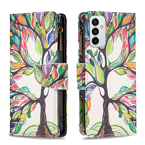 Leather Case Stands Fashionable Pattern Flip Cover Holder B04F for Samsung Galaxy F23 5G Green