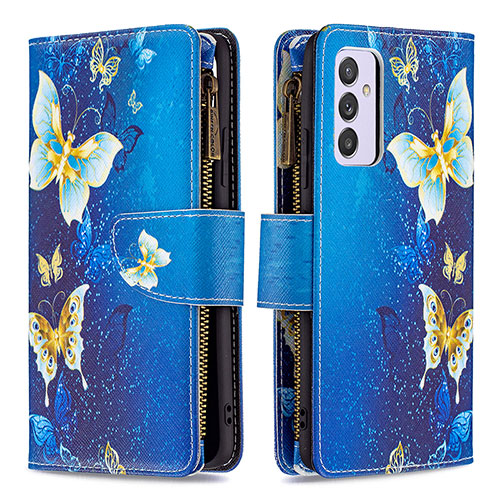 Leather Case Stands Fashionable Pattern Flip Cover Holder B04F for Samsung Galaxy F54 5G Blue