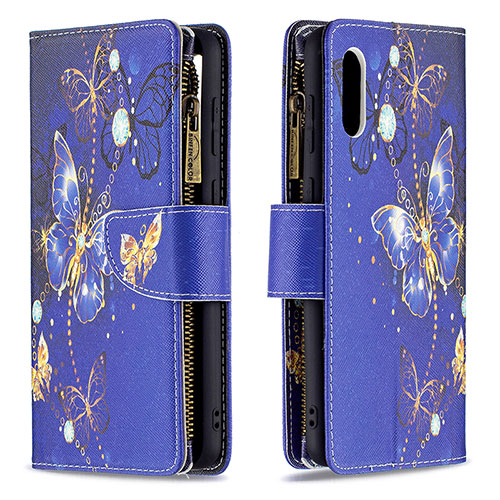 Leather Case Stands Fashionable Pattern Flip Cover Holder B04F for Samsung Galaxy M02 Navy Blue