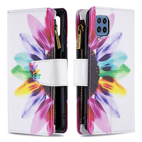 Leather Case Stands Fashionable Pattern Flip Cover Holder B04F for Samsung Galaxy M32 4G Mixed