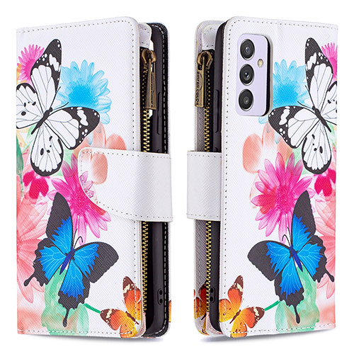 Leather Case Stands Fashionable Pattern Flip Cover Holder B04F for Samsung Galaxy M34 5G Colorful