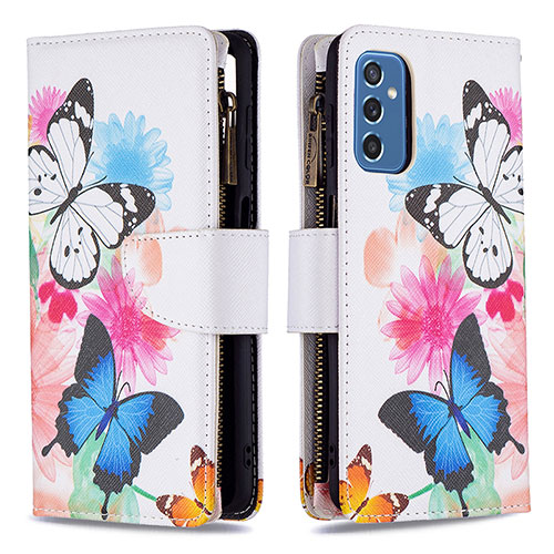 Leather Case Stands Fashionable Pattern Flip Cover Holder B04F for Samsung Galaxy M52 5G Colorful