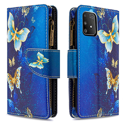 Leather Case Stands Fashionable Pattern Flip Cover Holder B04F for Samsung Galaxy M80S Blue