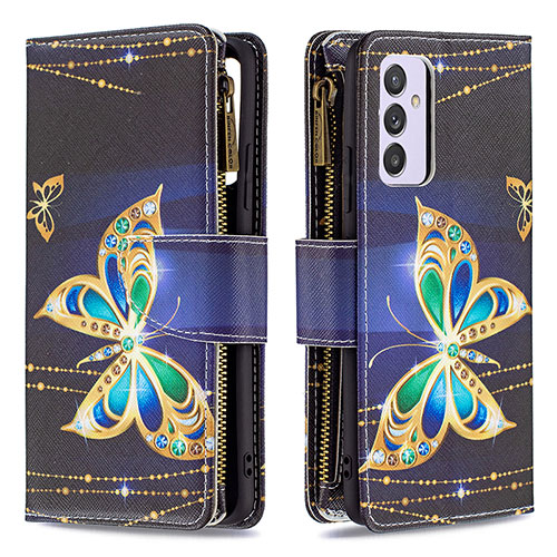 Leather Case Stands Fashionable Pattern Flip Cover Holder B04F for Samsung Galaxy Quantum4 5G Black