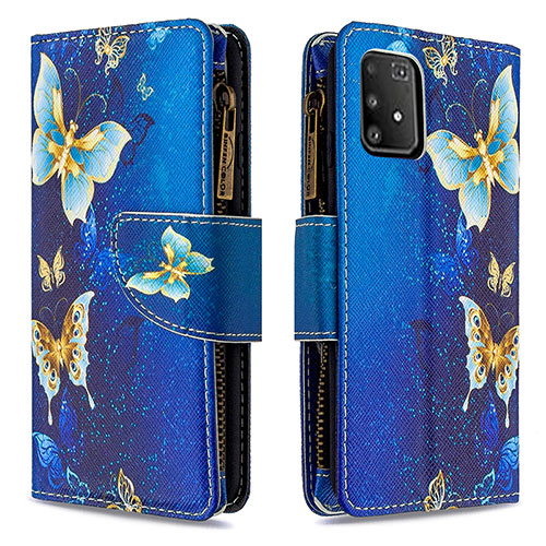 Leather Case Stands Fashionable Pattern Flip Cover Holder B04F for Samsung Galaxy S10 Lite Blue