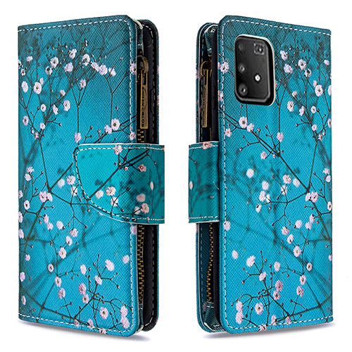 Leather Case Stands Fashionable Pattern Flip Cover Holder B04F for Samsung Galaxy S10 Lite Cyan